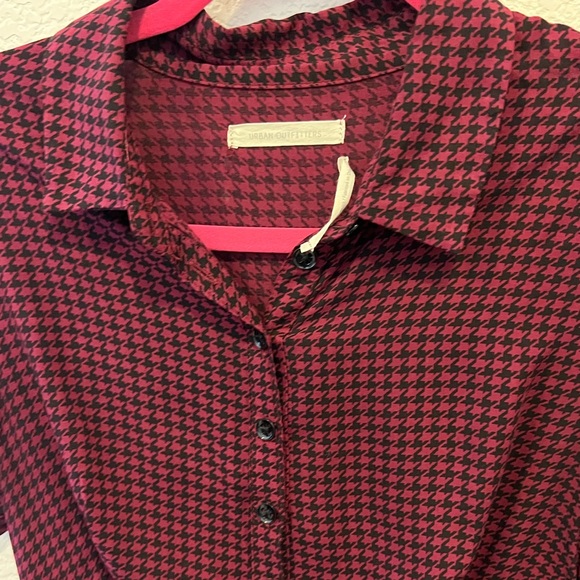URBAN OUTFITTERS- Black & Burgundy Button Up Gingham Short Romper Sz4 - Picture 3 of 5